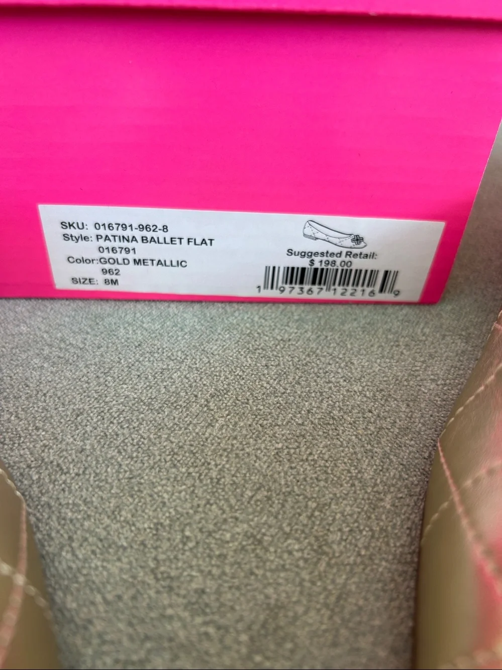 NIB Lilly Pulitzer Patina Gold Metallic Leather Ballet Flats Size 8